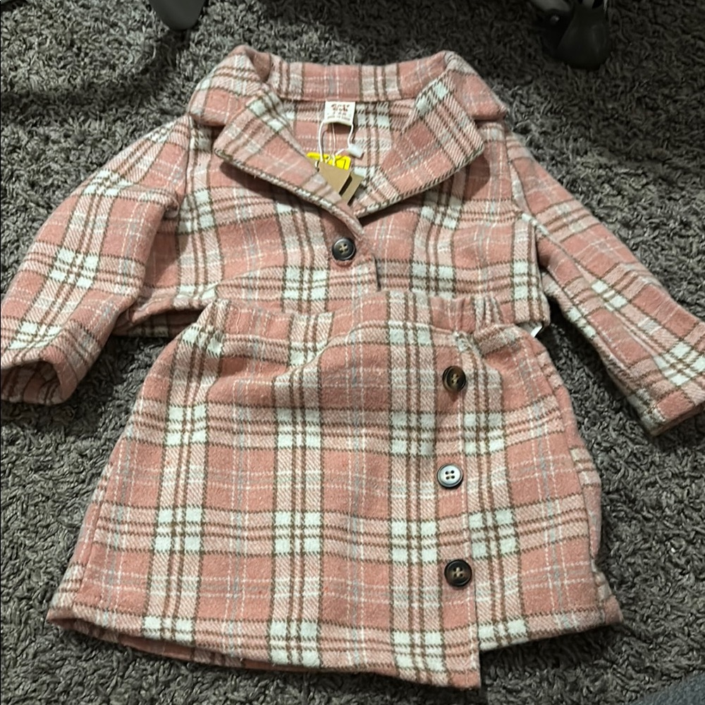 Pink and White Pea Coat Matching Set